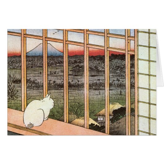 猫と山の富士、広重 (正面横)