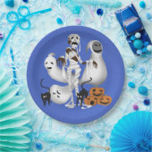 猫と幽霊のハロウィンママ ペーパープレート (パーティー)