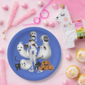猫と幽霊のハロウィンママ ペーパープレート (パーティー)