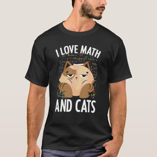 猫と数学が好きな人のための数学者の数式と猫 Tシャツ (正面)