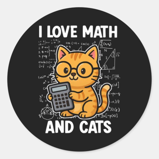 猫と数学が好き ラウンドシール (正面)