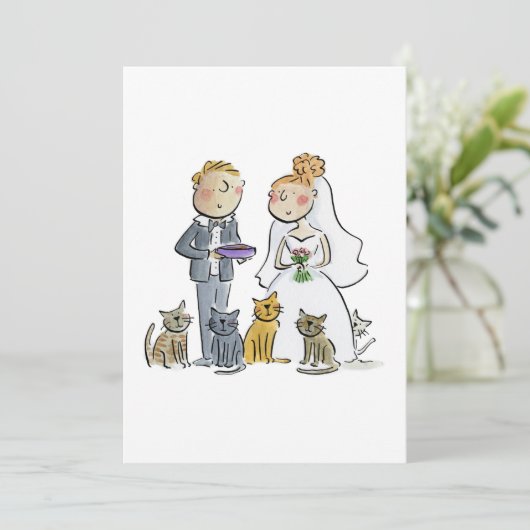 猫と新婦新郎 招待状 (スタンド正面)