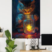 猫と星　自由を待つ夢 ポスター (ホームオフィス)