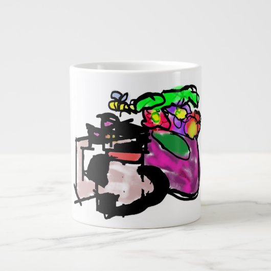 猫と春の花 ジャンボコーヒーマグカップ (正面)