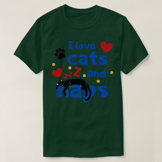 猫と昼寝が眠る黒猫グラフィックデ Tシャツ (デザイン正面)