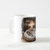 猫と暖炉のクリスマス コーヒーマグカップ (正面左)