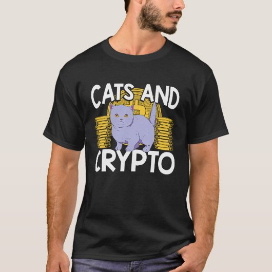 猫と暗号資産 仮想通貨 ブロックチェーントレーダー 女性 Tシャツ (正面)