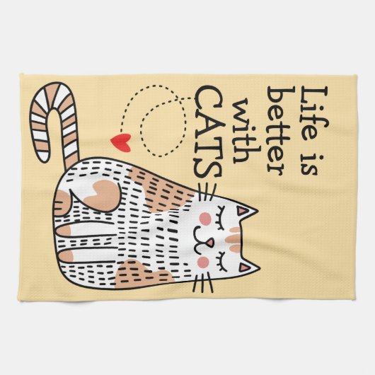 猫と暮らしてみると命が縮まる キッチンタオル (横)