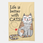 猫と暮らしてみると命が縮まる キッチンタオル (縦)