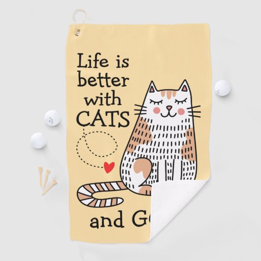 猫と暮らしてみると命が縮まる ゴルフタオル (インサイチュ)