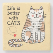 猫と暮らしてみると命が縮まる ストーンコースター (正面)