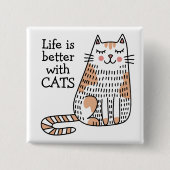 猫と暮らしてみると命が縮まる 缶バッジ (正面)