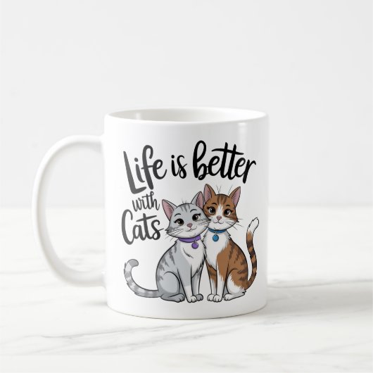 猫と暮らすのは可愛いデザイン コーヒーマグカップ (左)
