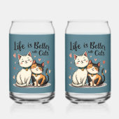 猫と暮らすのは可愛い猫のブルー ガラス缶 (正面)