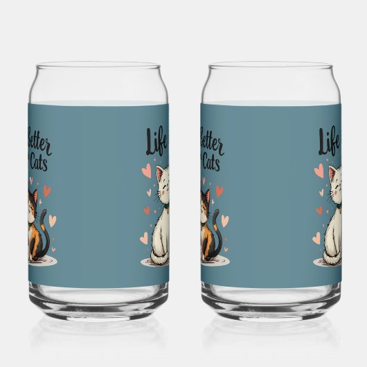 猫と暮らすのは可愛い猫のブルー ガラス缶 (左)