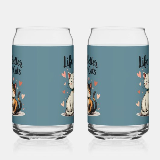 猫と暮らすのは可愛い猫のブルー ガラス缶 (右)