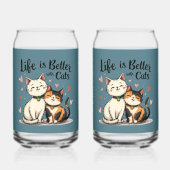 猫と暮らすのは可愛い猫のブルー ガラス缶 (裏面)