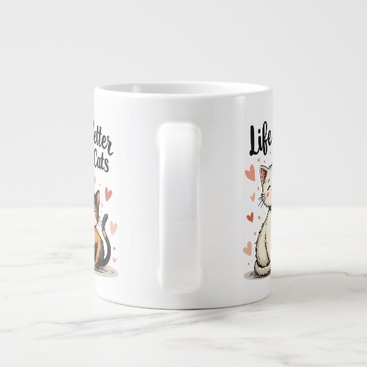 猫と暮らすのは可愛い猫芸術 ジャンボコーヒーマグカップ (裏面)