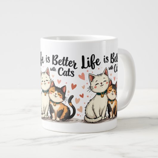 猫と暮らすのは可愛い猫芸術 ジャンボコーヒーマグカップ (正面右)