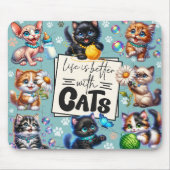 猫と暮らすのは可愛い マウスパッド (正面)