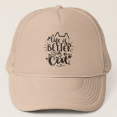 猫と暮らすのは良い – 手書きの猫引用文 キャップ (正面)