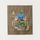 猫と暮らす家でクリスマスに働く タペストリー (正面)