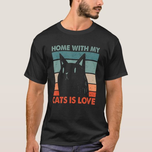 猫と暮らす家で愛猫ママ子猫 Tシャツ (正面)