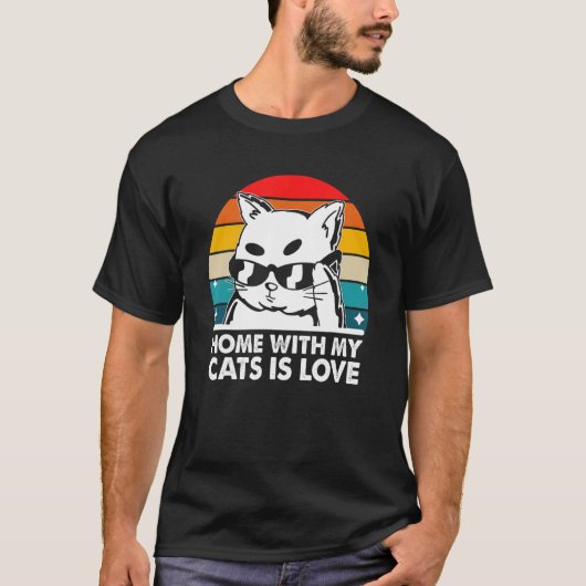 猫と暮らす家で愛猫ママ子猫 Tシャツ (正面)