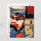 猫と暮らす日本の女性 – 歌川国芳 ポストカード (正面/裏面)