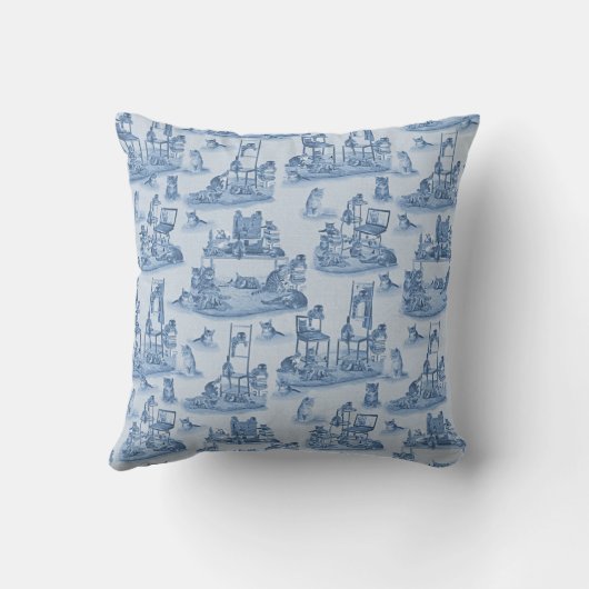 猫と暮らす自宅で二色のデルフトブルー クッション (裏面)