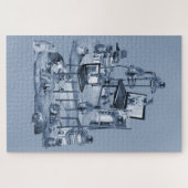 猫と暮らす自宅で二色のデルフトブルー ジグソーパズル (横)