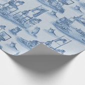 猫と暮らす自宅で二色のデルフトブルー ラッピングペーパー (角)