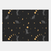 猫と月のフェイズラッピング紙シート ラッピングペーパーシート (正面)