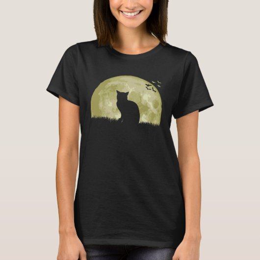 猫と月の光の夜 Tシャツ (正面)