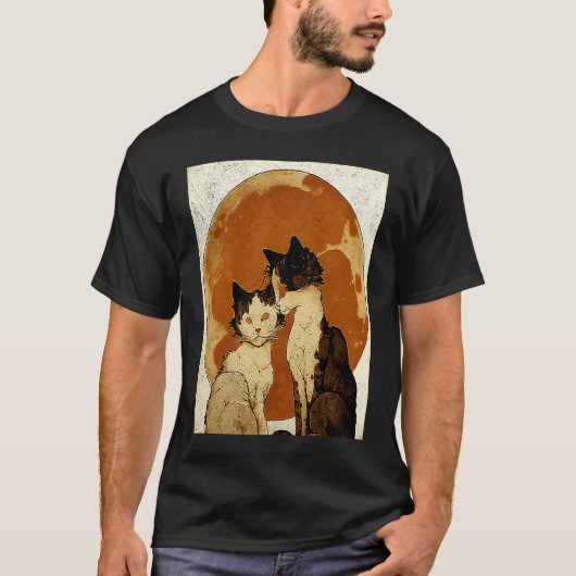 猫と月の愛 Tシャツ (正面)