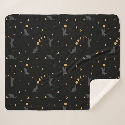 猫と月の相 シェルパブランケット (正面(横))