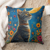 猫と月 クッション (ブランケット)