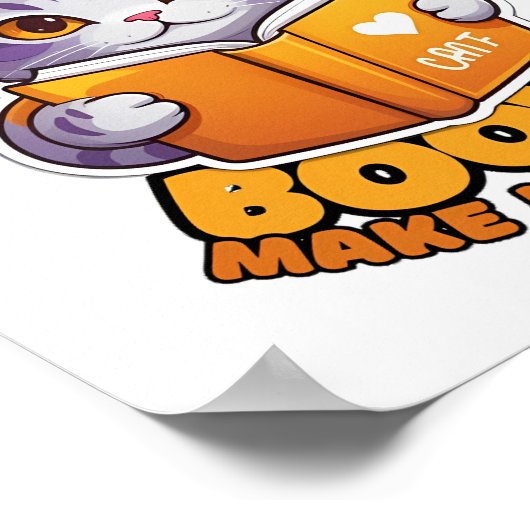 猫と本が嬉しい ポスター (角)