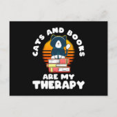 猫と本が私のセラピー猫好き シーズンポストカード (正面)