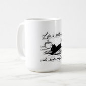 猫と本とコーヒー コーヒーマグカップ (正面左)