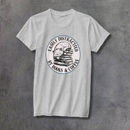 猫と本とコーヒー 女性用フィットTシャツ Tシャツ