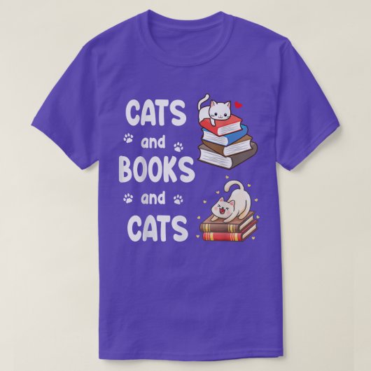 猫と本と猫ハッピーパパMommy Book Rea Tシャツ (デザイン正面)