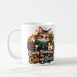猫と本に夢中な可愛い猫好きさんへ コーヒーマグカップ