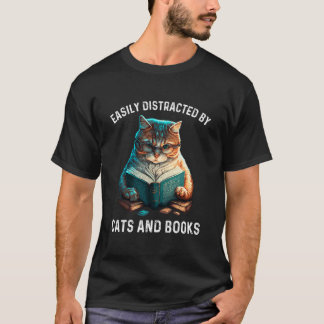 猫と本に夢中になりがち キッズ・メンズ・レディース Tシャツ