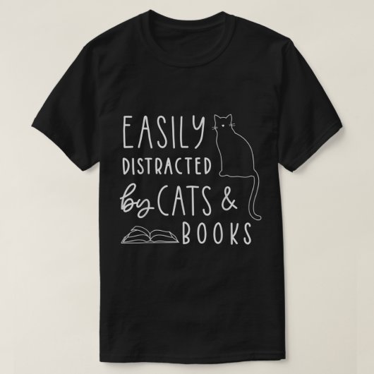 猫と本の愛好家のための面白い読書Tシャツ Tシャツ (デザイン正面)