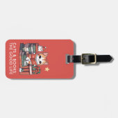 猫と本の荷物タグ ラゲッジタグ (正面横)