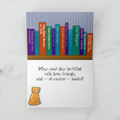 猫と本の誕生日カード カード (内部)