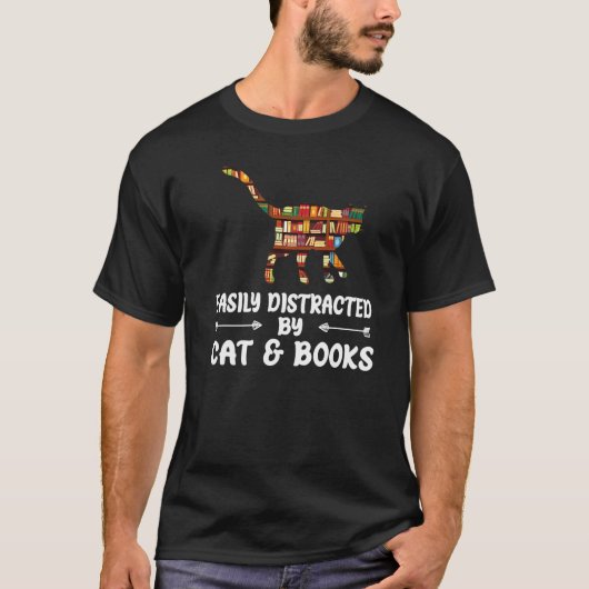 猫と本の読書に夢中になりやすい少年G Tシャツ (正面)