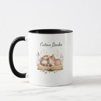 猫と本の cozy スリーピングキャット・ブックマグ マグカップ