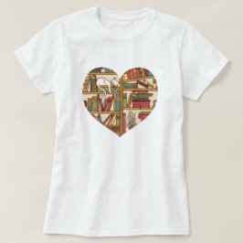 猫と本のTシャツ Tシャツ